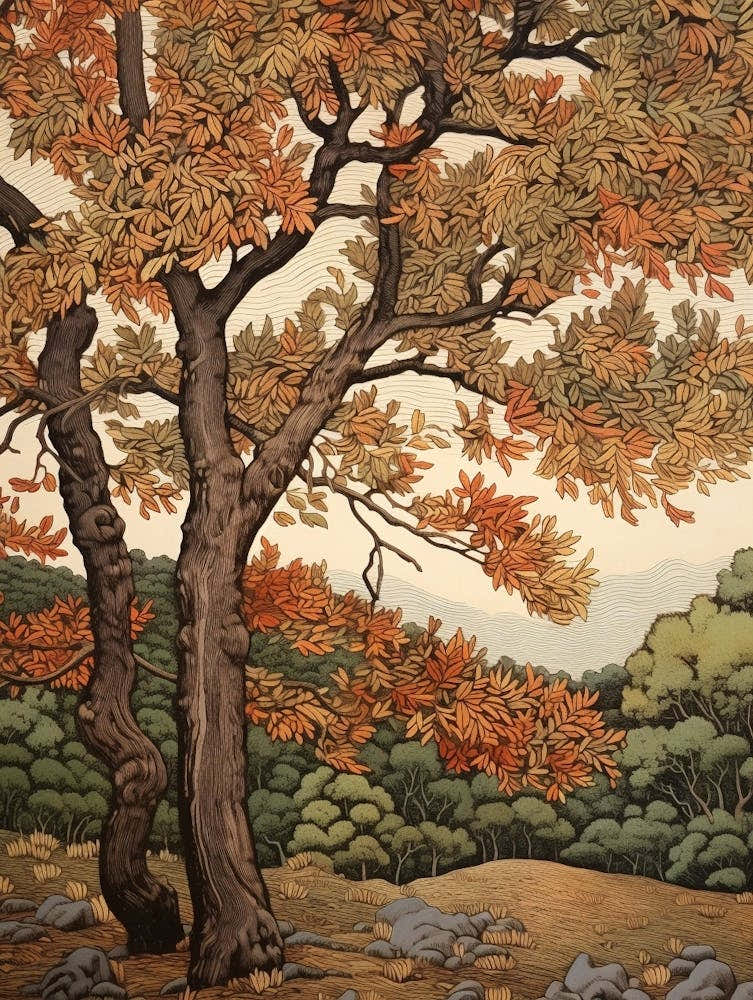 Elm 2 Vintage Autumn Tree Print