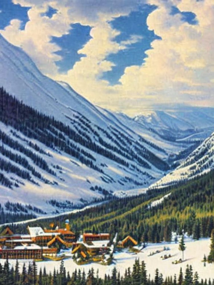 Alyeska, Usa Ski Resort Vintage Landscape 1 Skiing Poster