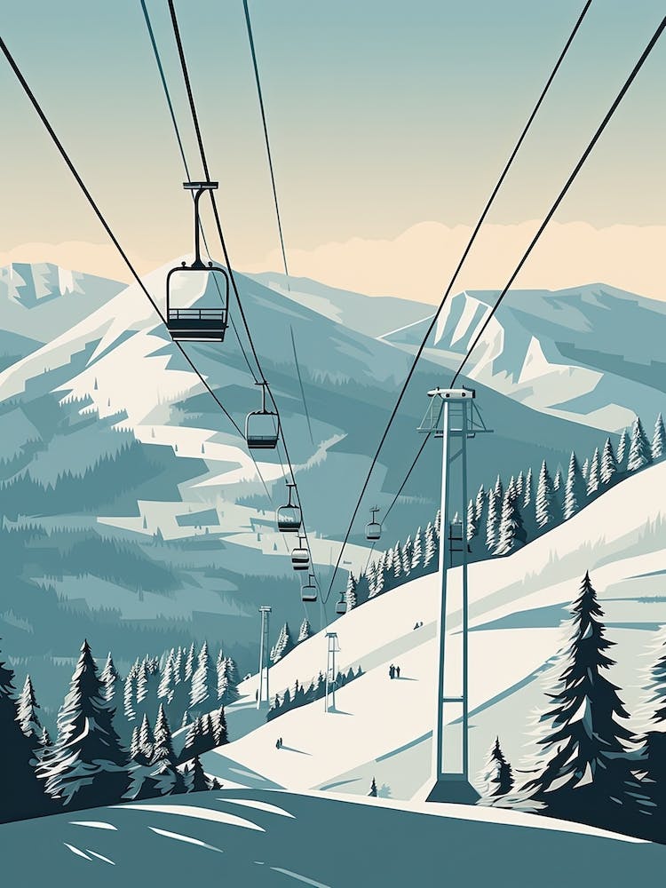 Stowe Mountain Resort   Vermont, Usa, Ski Resort Illustration 2 Simple Style