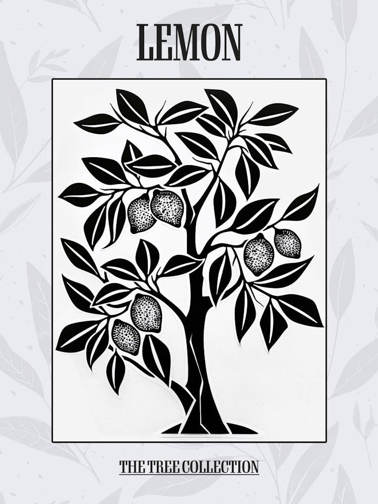 Lemon Tree Simple Geometric Nature Stencil 11 Poster