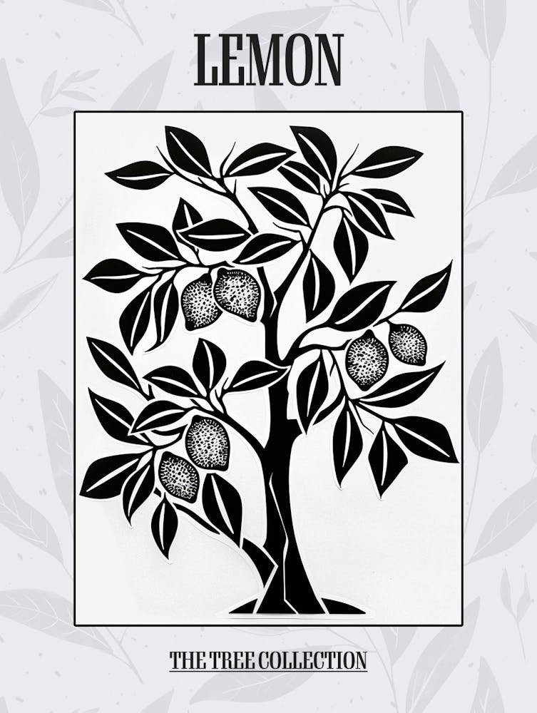 Lemon Tree Simple Geometric Nature Stencil 11 Poster