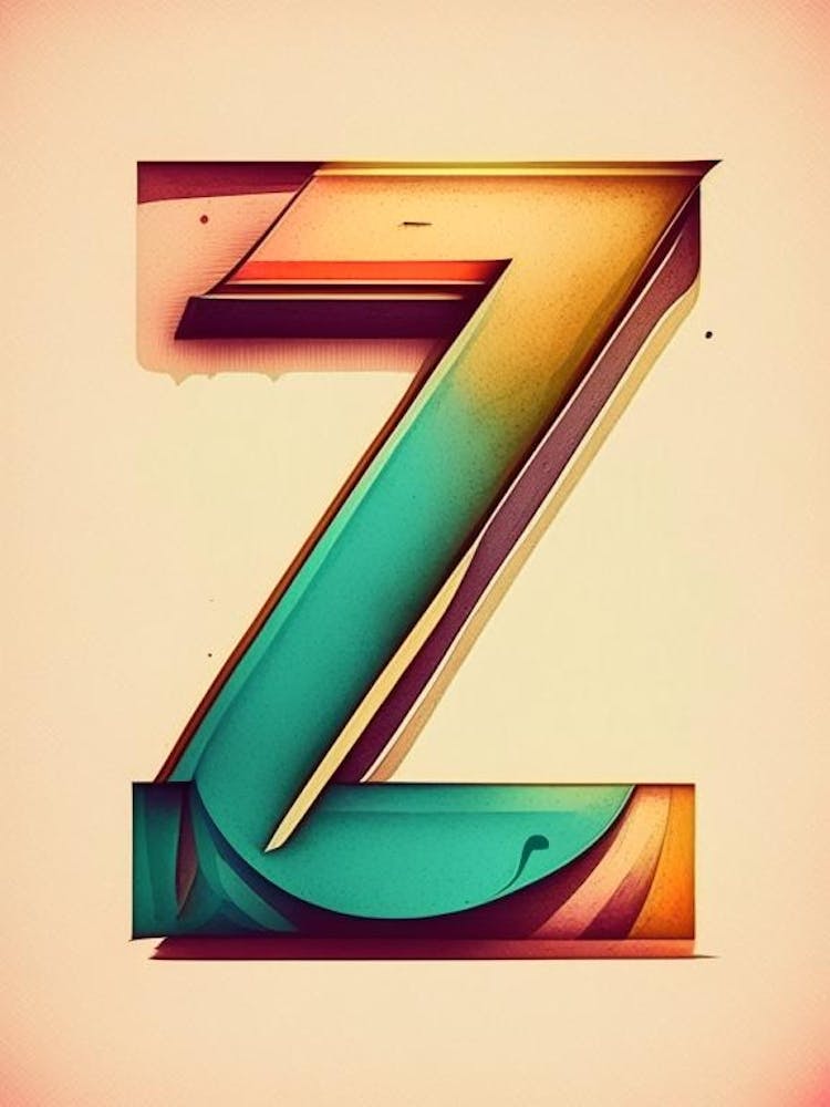 Z, Letter, Alphabet Retro Drawing 1