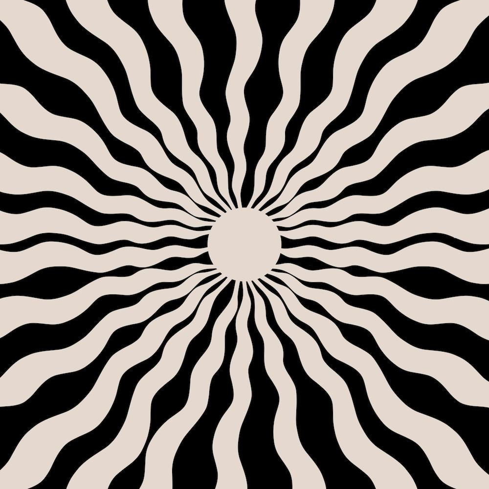 Sun Rays Black Square