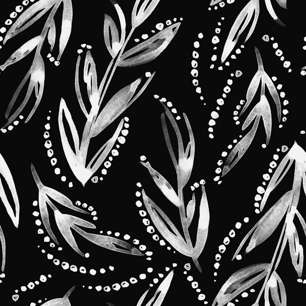 Black And White Leaves Pattern
