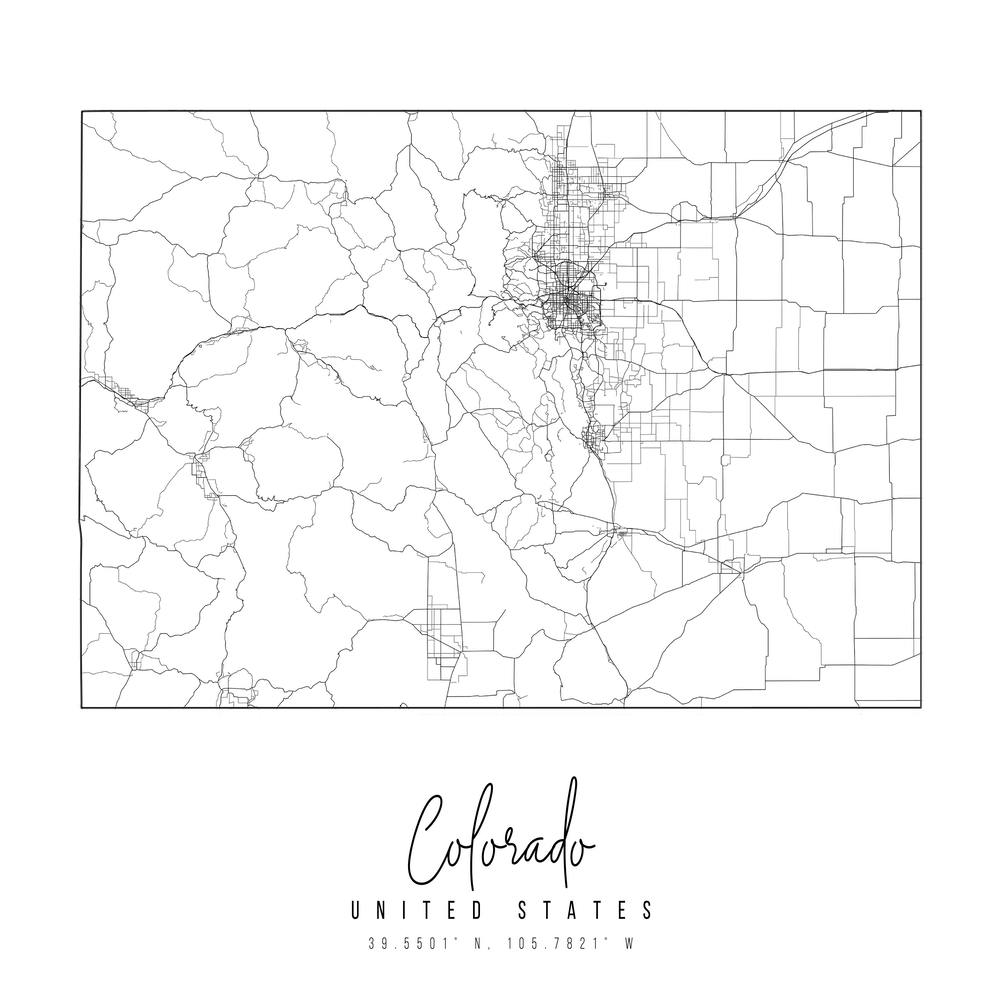 Colorado Minimal Street Map Square