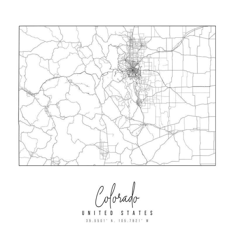 Colorado Minimal Street Map Square