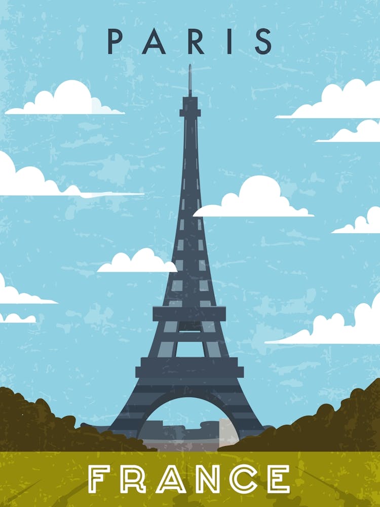 Paris, France — Retro travel minimalist poster
