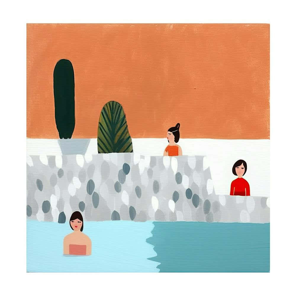 Tiny People At The Pool Illustration 6