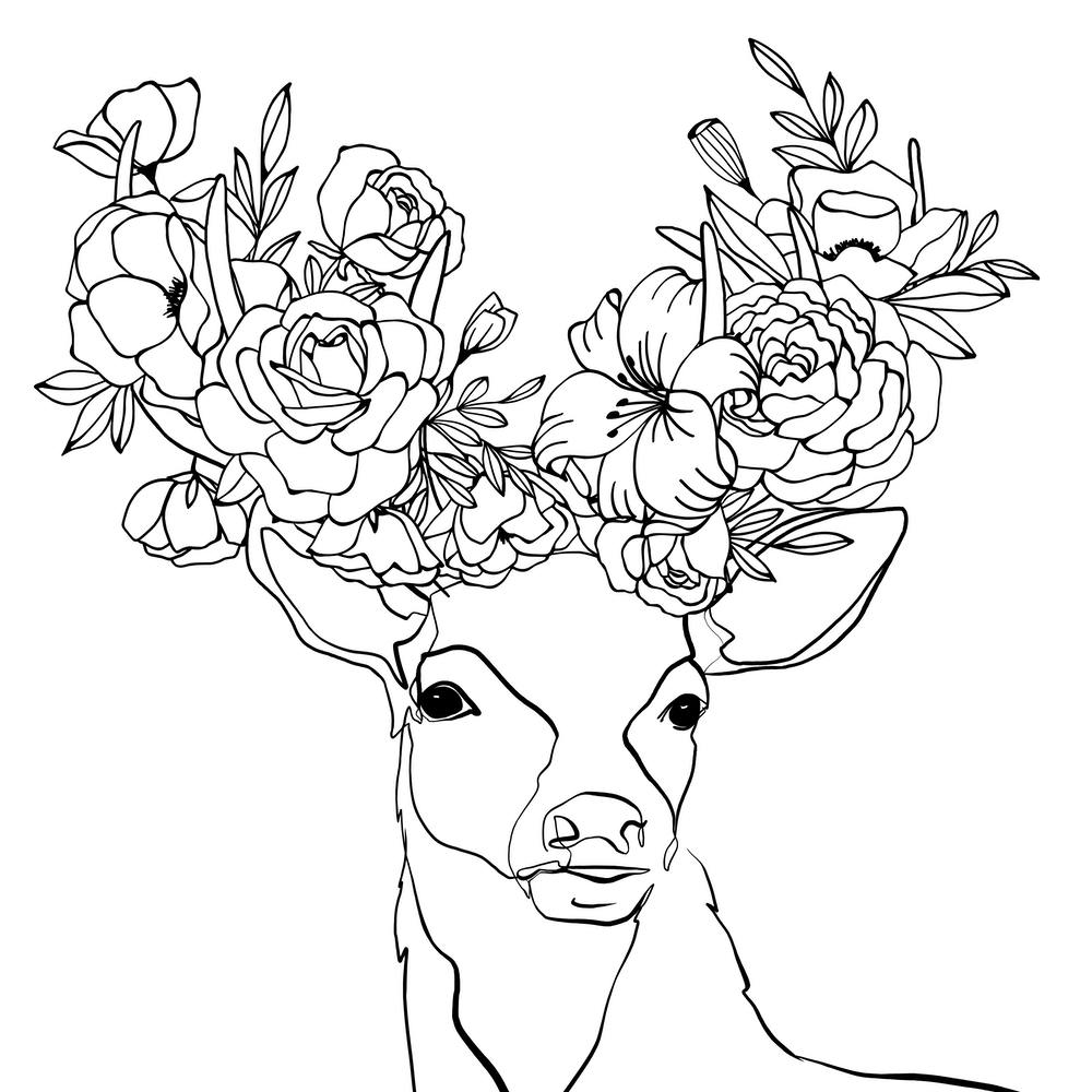 Deer with Floral Antlers
