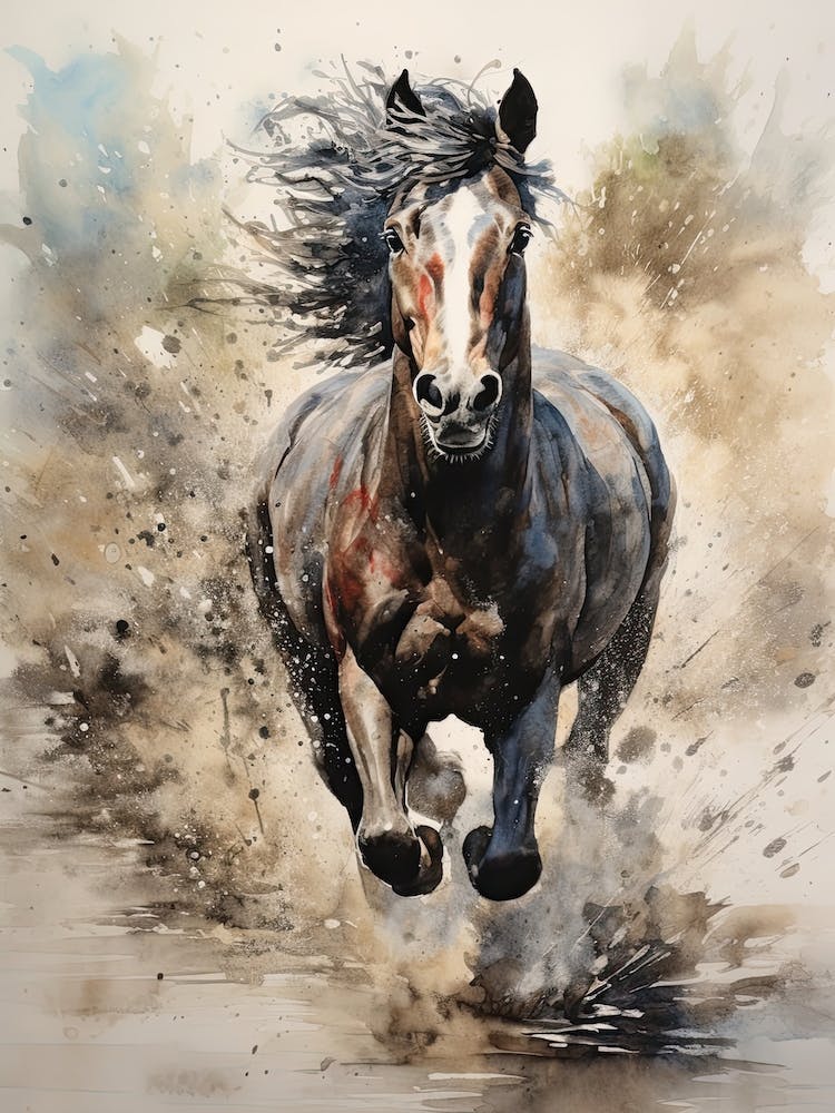 A Horse Painting In The Style Of Watercolor Painting 3