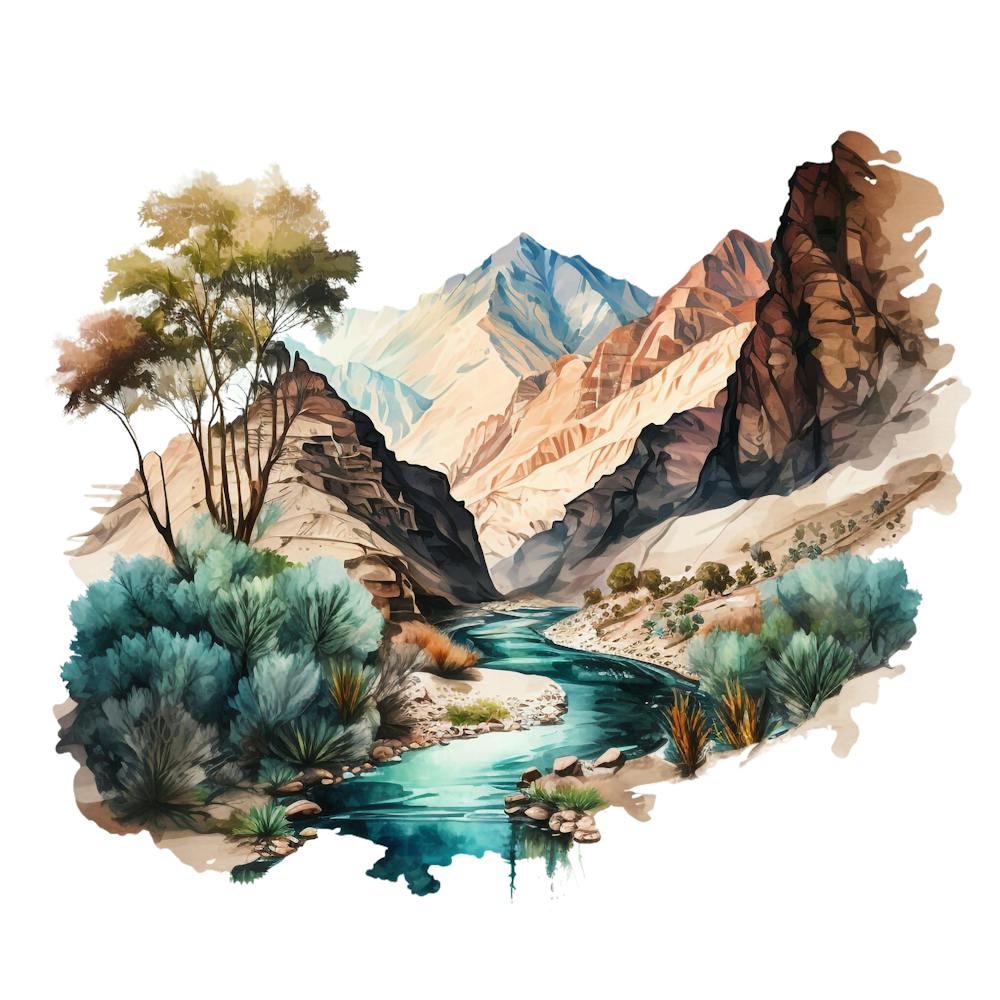 Watercolor Of A River 9