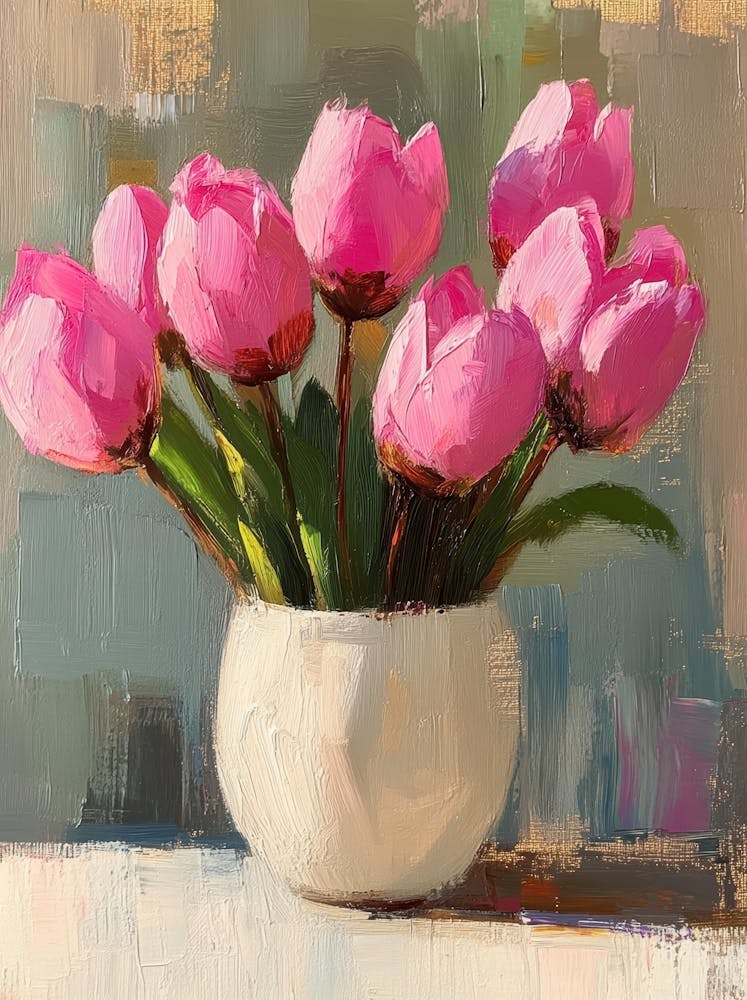 Pink Tulips In A Vase 3