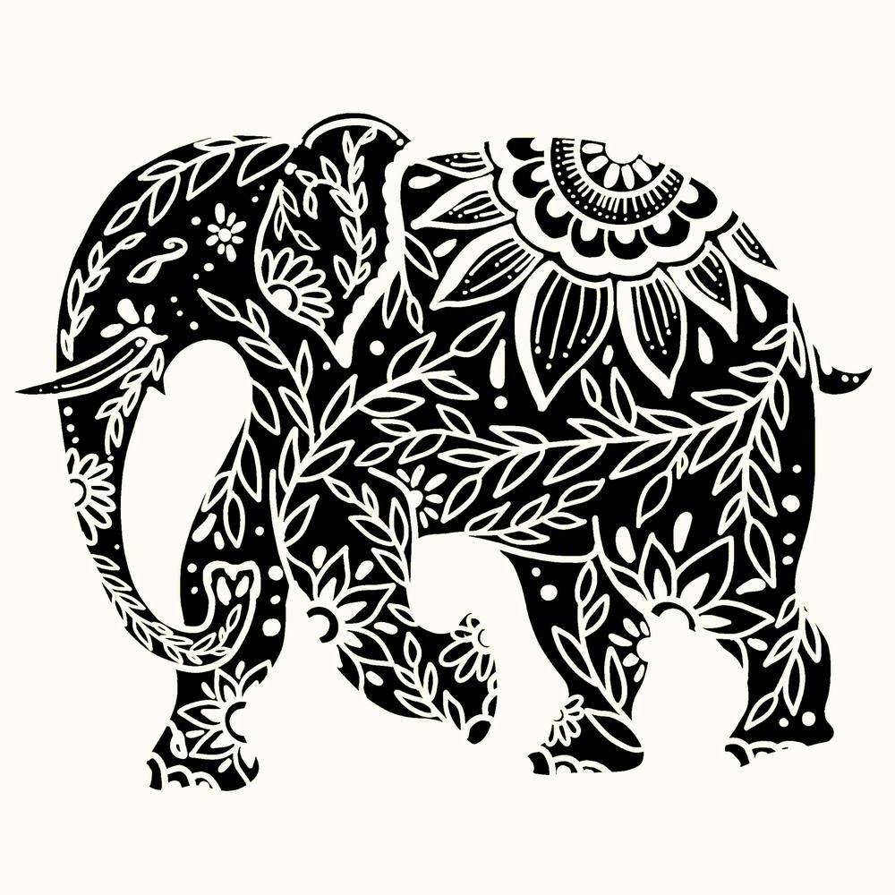 Floral Elephant Safari Square