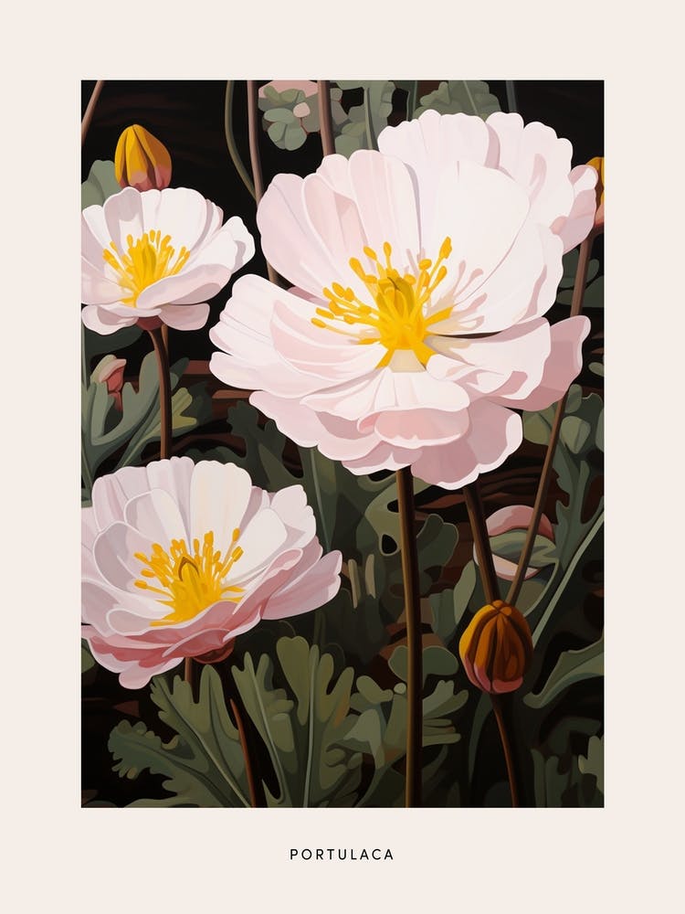 Flower Illustration Portulaca 1 Poster