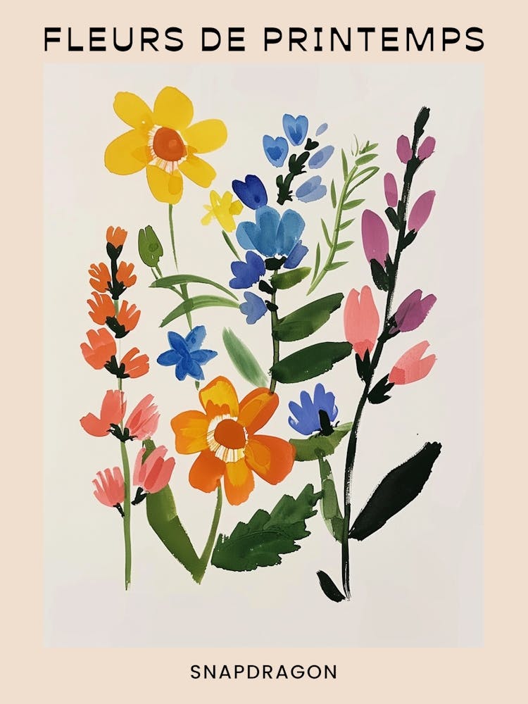 Spring Floral French Poster  Snapdragon 4