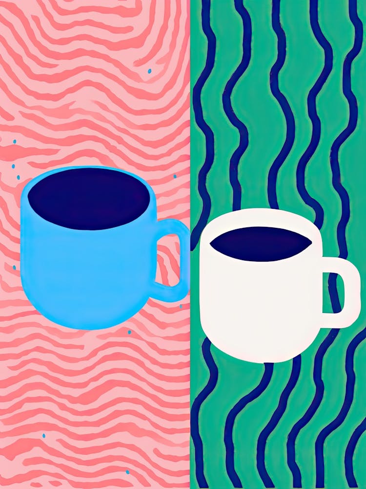 Coffee Mugs, Memphis Pop Art Illustration