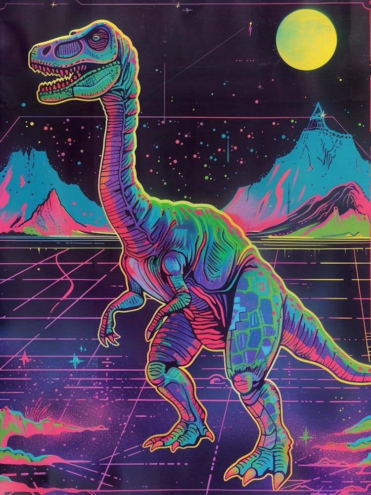Cyber Neon Dinosaur
