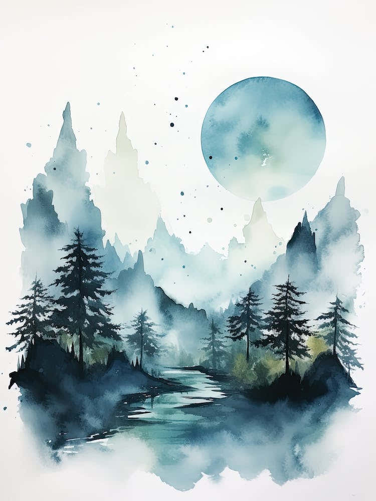 Watercolour Of Kinabalu National Park   Borneo Malaysia 3