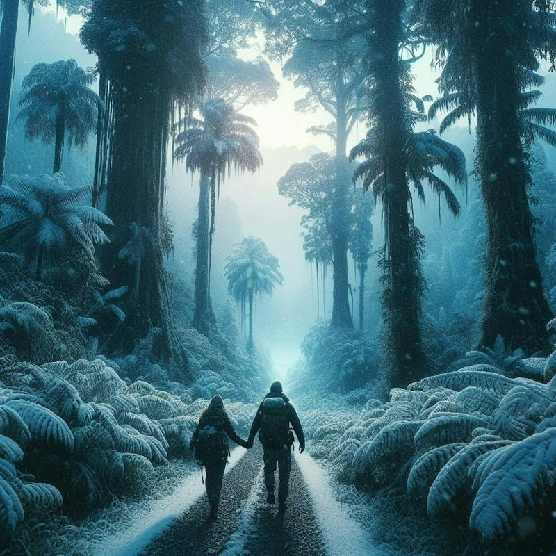 Winter Couple Walking In The Forest