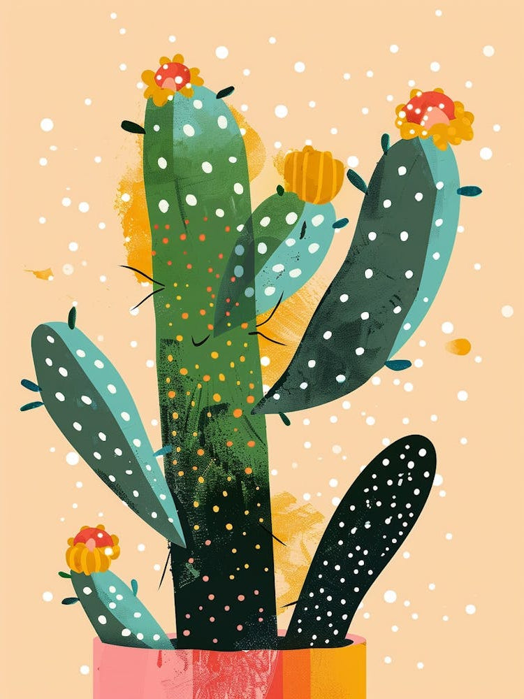 Christmas Cactus Plant Minimalist Illustration 4