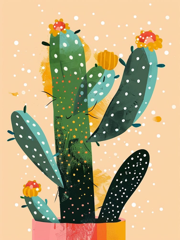 Christmas Cactus Plant Minimalist Illustration 4