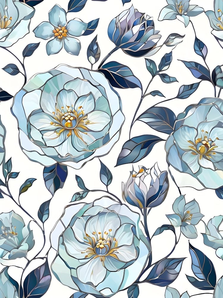 Blue Roses Seamless Pattern