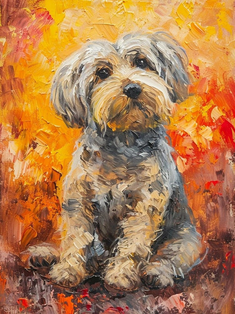 Dandie Dinmont Terrier Acrylic Painting 4