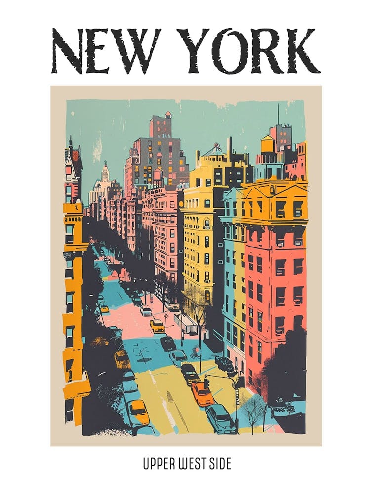Upper West Side New York Colourful Silkscreen Illustration 1 Poster