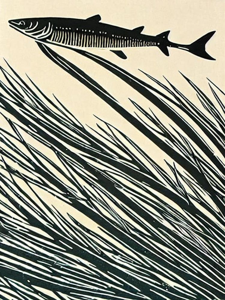 Needlefish Linocut