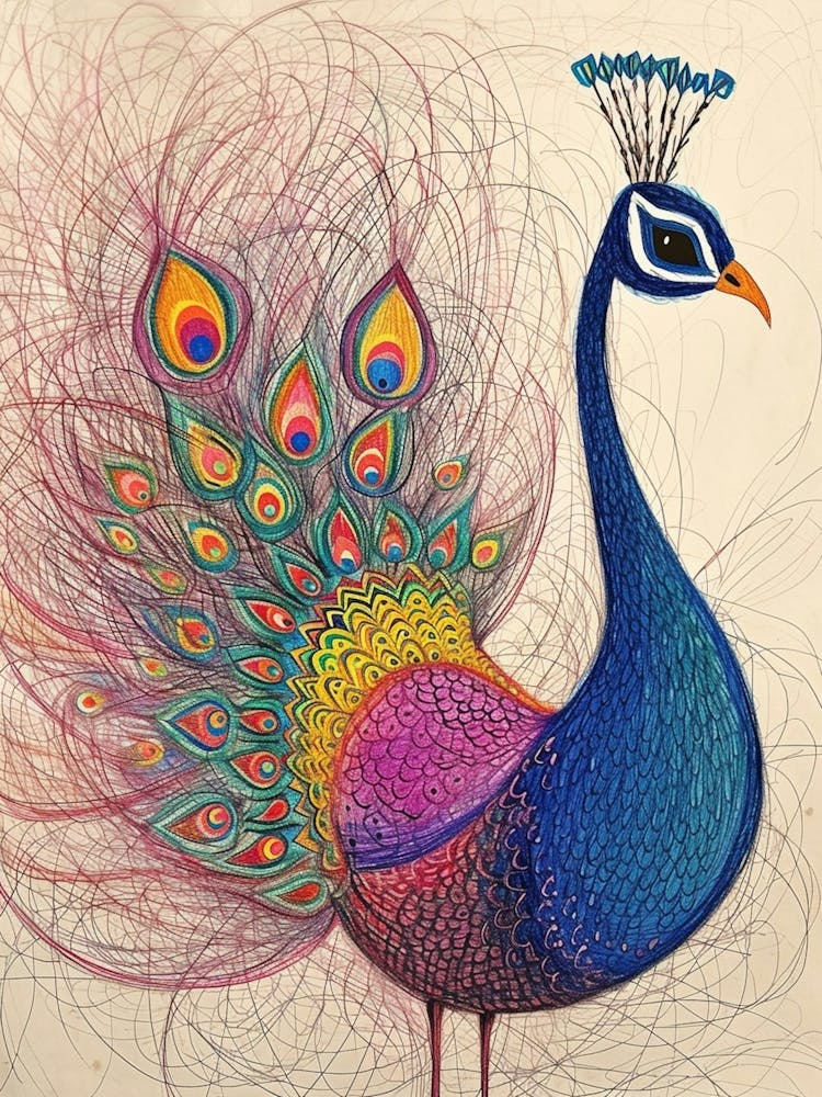 Linework Peacock Sketch