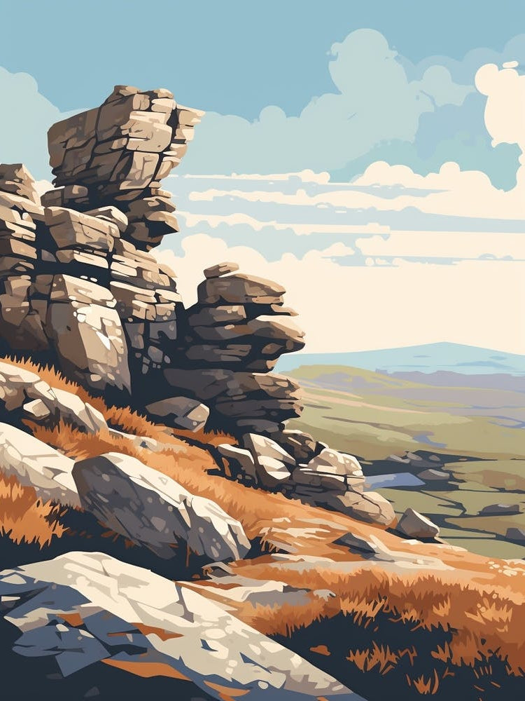 Dartmoor National Park England 3 Hiking Trail Landscape