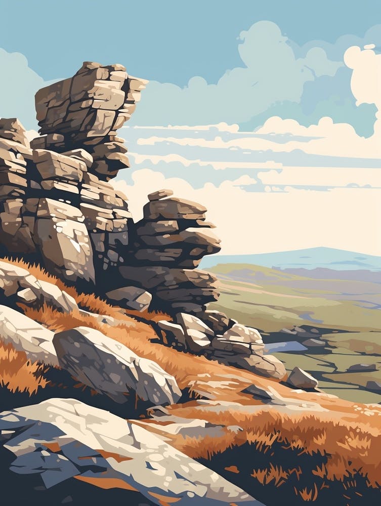 Dartmoor National Park England 3 Hiking Trail Landscape