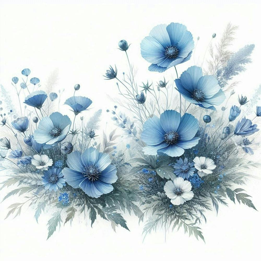 blue botanical wildflowers 1