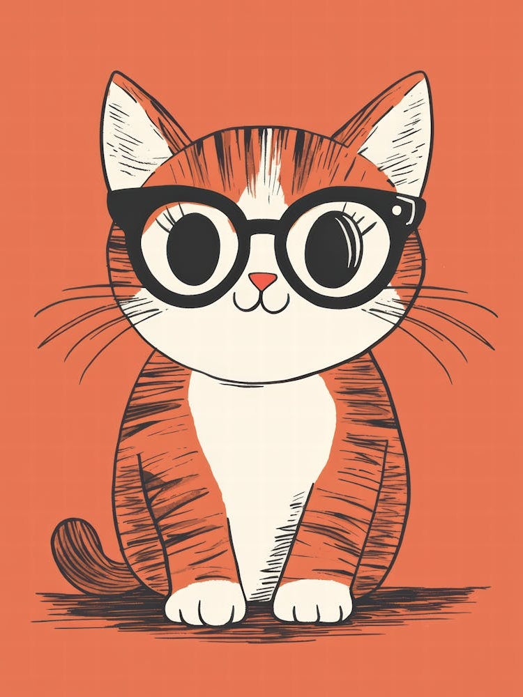 Cute Cat With Glasses