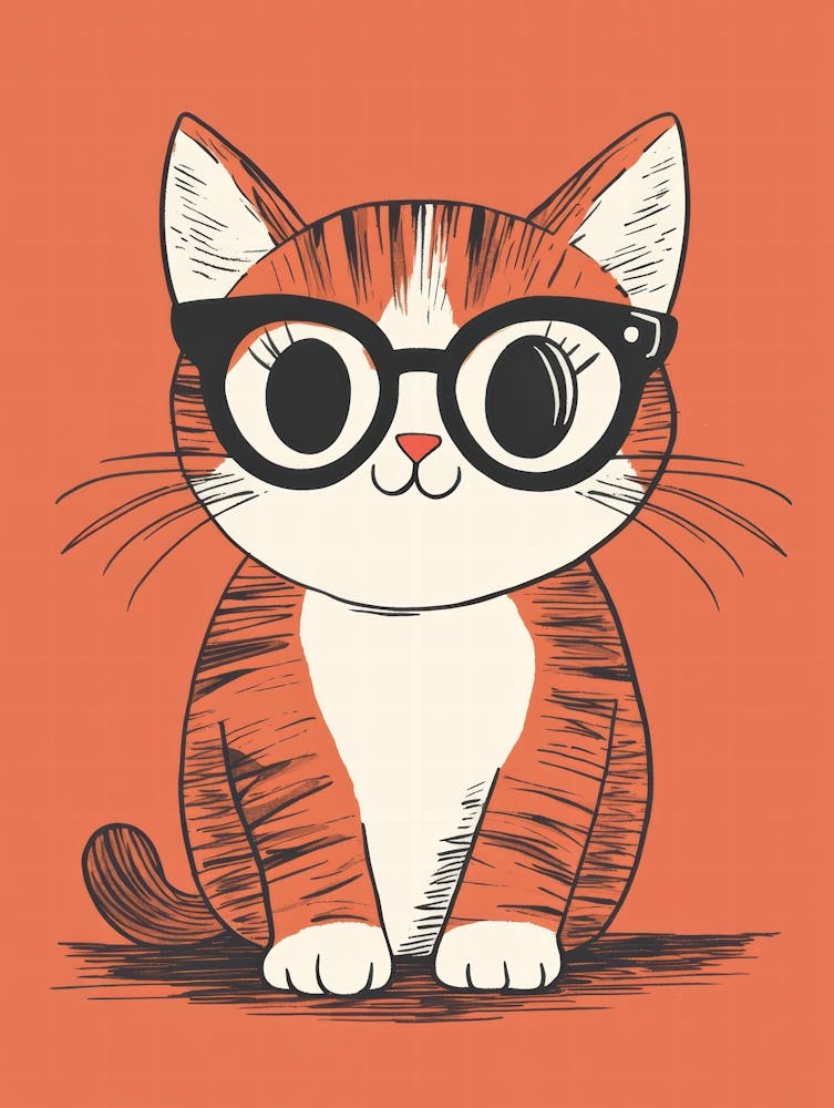 Cute Cat With Glasses