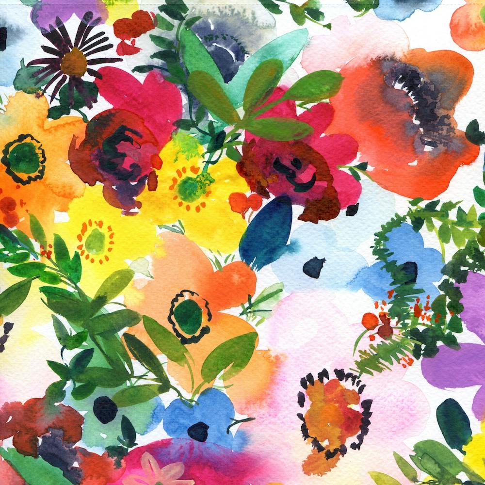 Watercolor Flowers in Vivid Colors