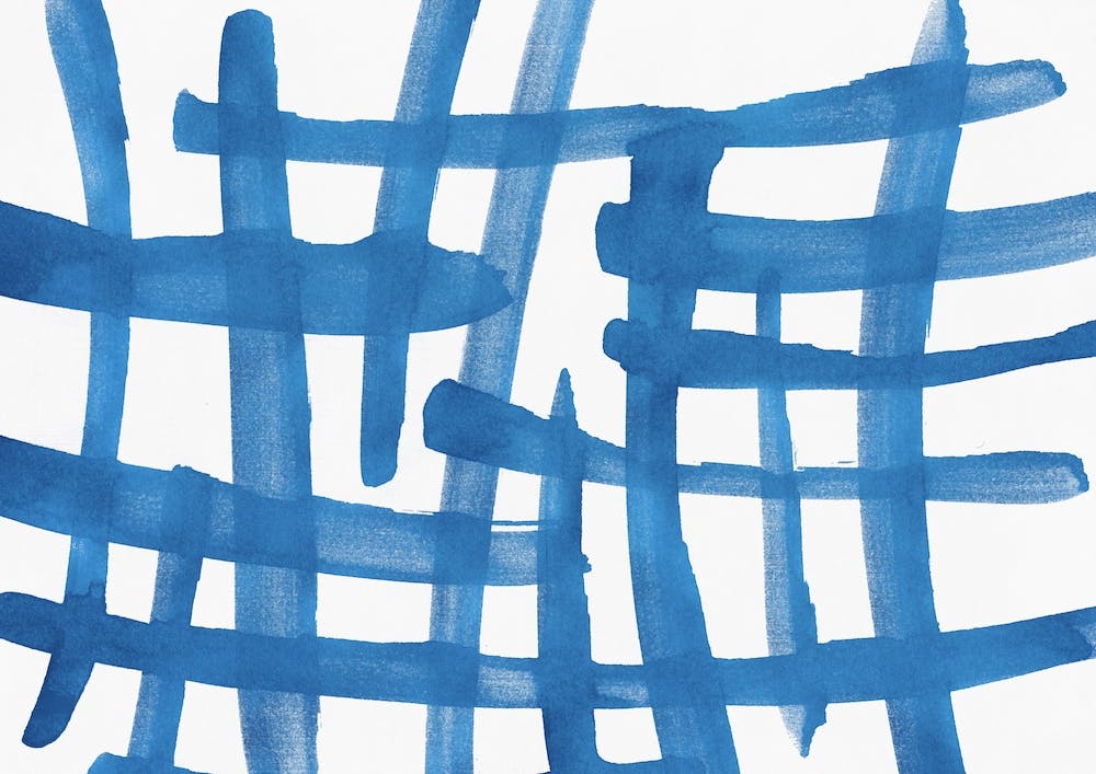 Abstract Lines Blue And White Painting 1