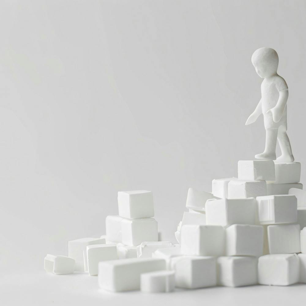 Man On A Pile Of Blocks