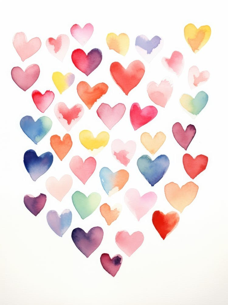 Watercolor Hearts 8
