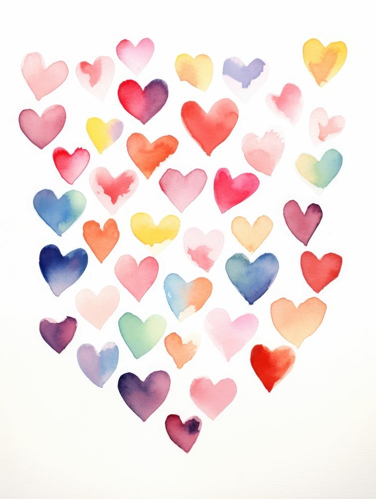 Watercolor Hearts 8