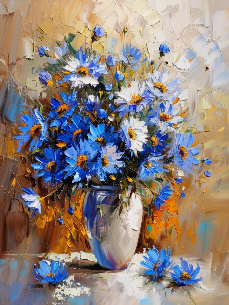 Blue Daisies In A Vase