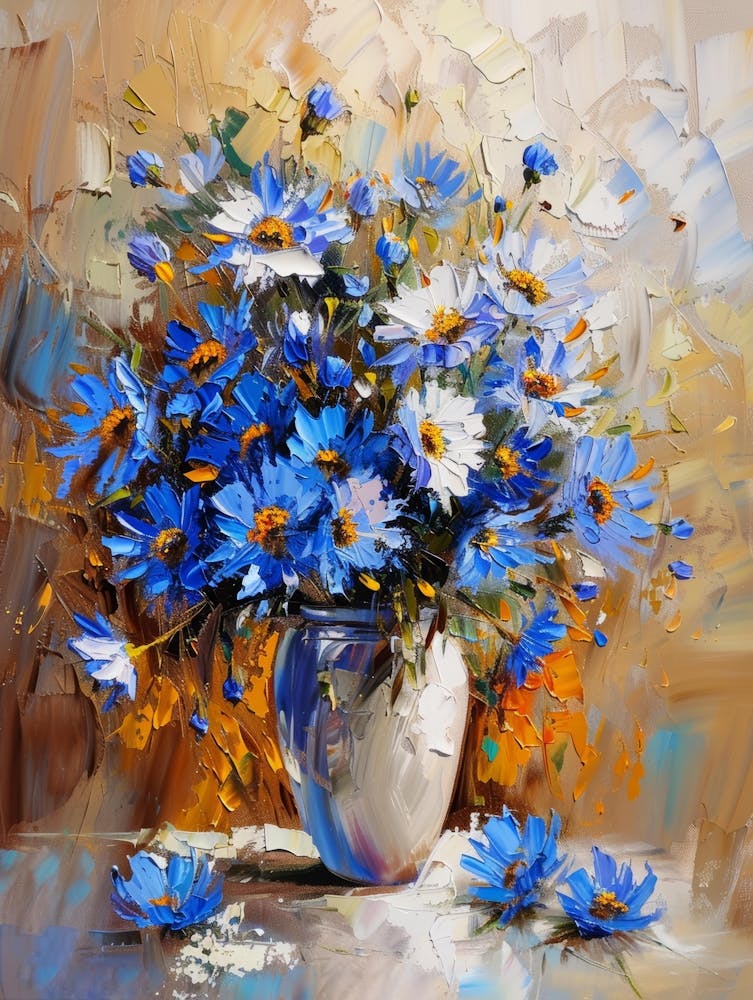 Blue Daisies In A Vase