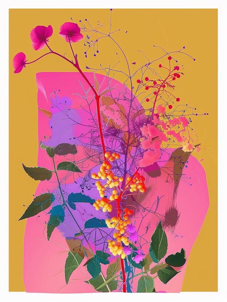 Gypsophila 4 Neon Flower Collage