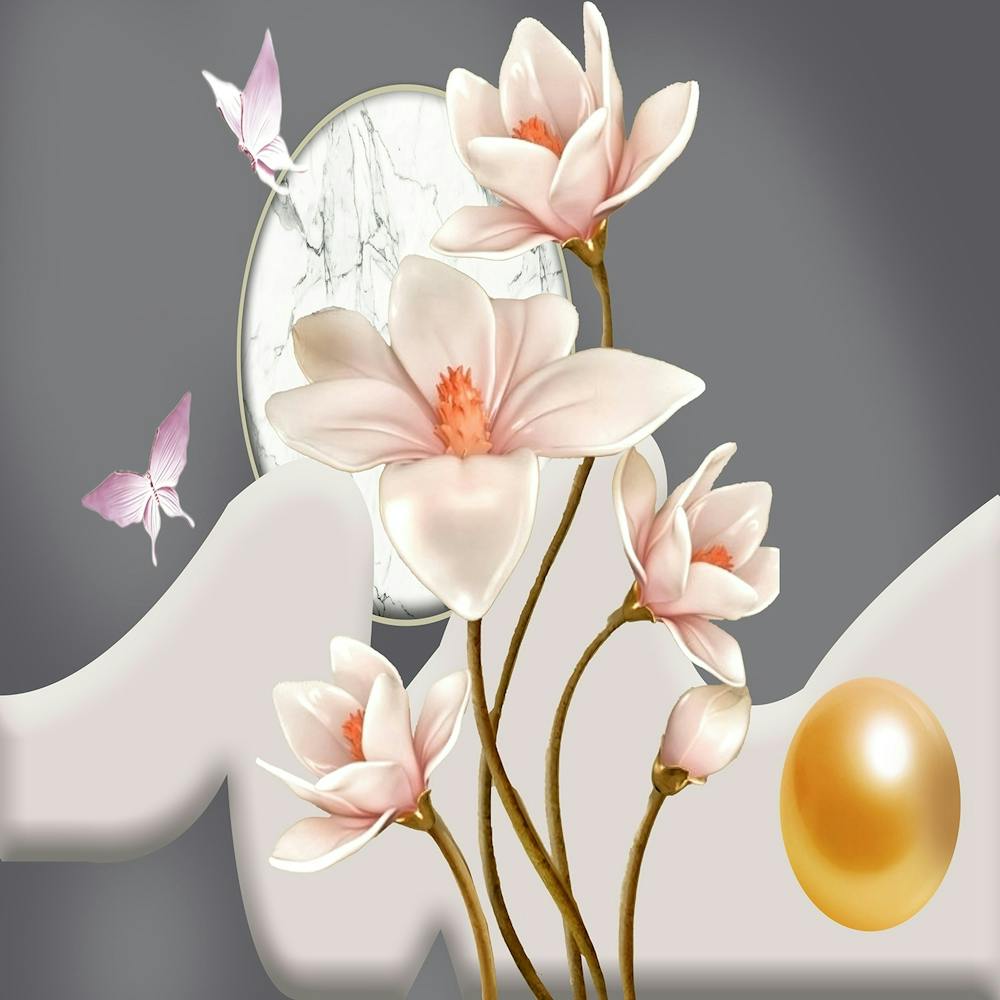 Lilies flowers And Butterflies