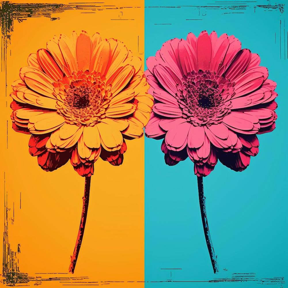 Andy Warhol Style Pop Art Flowers Calendula 4 Square