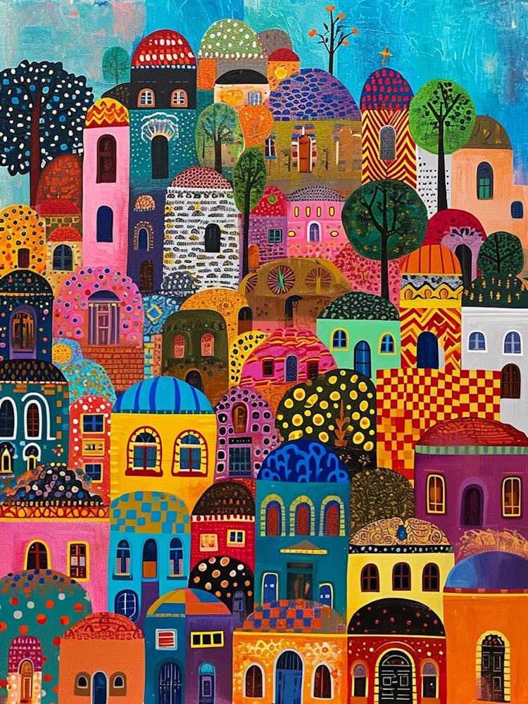 Kitsch Colourful Mediterranean Town  1
