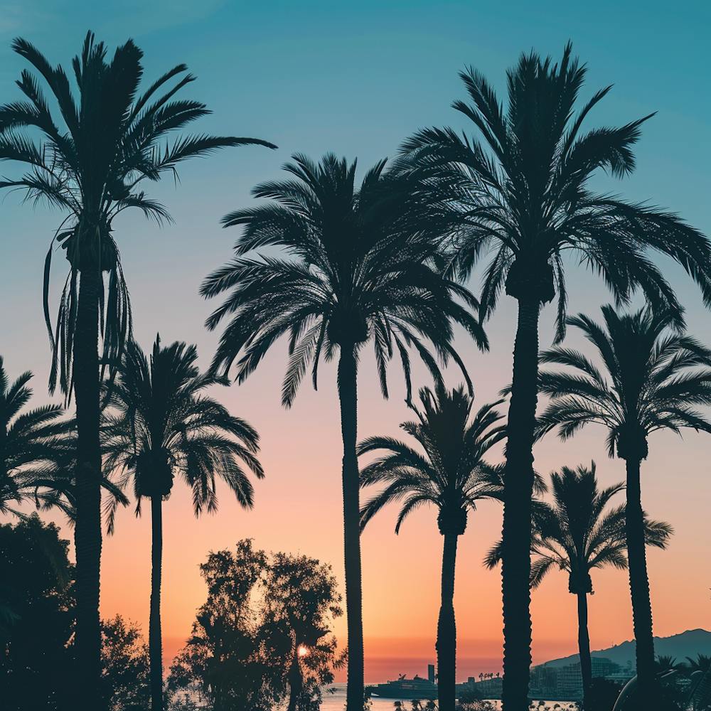 Sunset Palm Trees