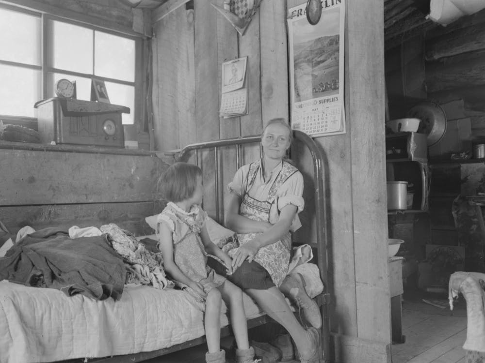 Untitled Photo, Possibly Related To Mrs, Caudill And Her Daughter In Their Dugout, Pie Town, New Mexico, The Caudills