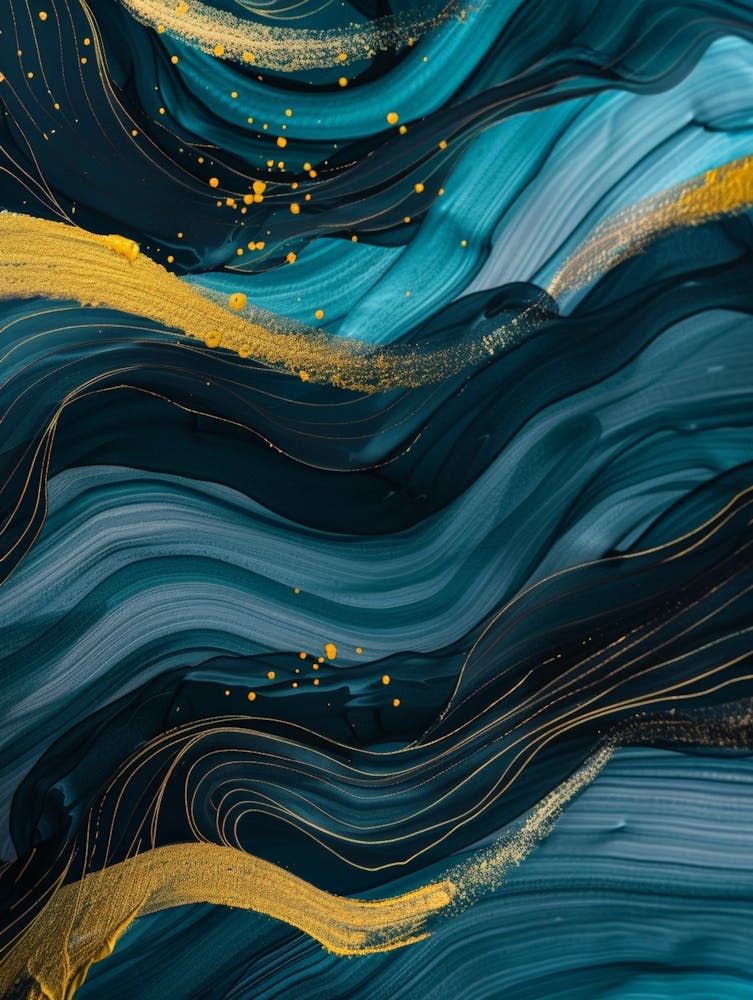 Abstract Blue Gold Abstract Painting