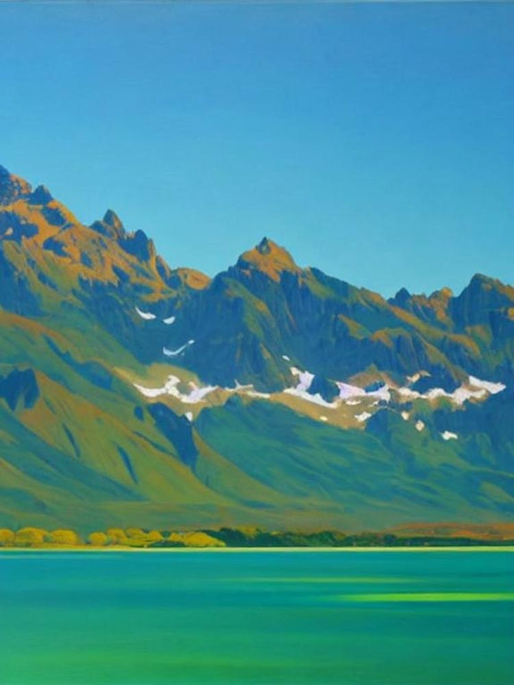 Nahuel Huapi National Park Argentina Blue Oil Painting 1 